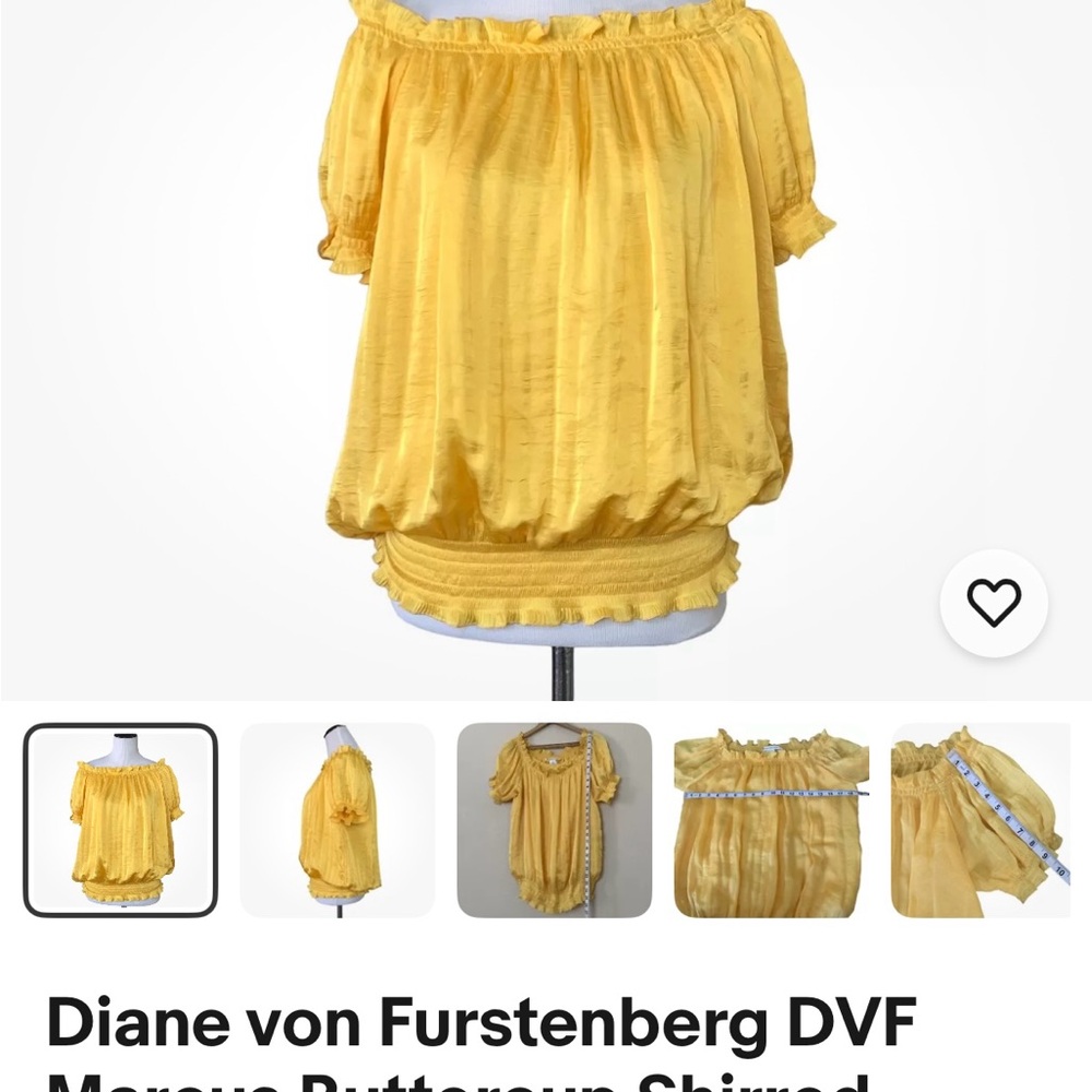 Diane Von Furstenberg Ruffled Yellow Puff Sleeve Top